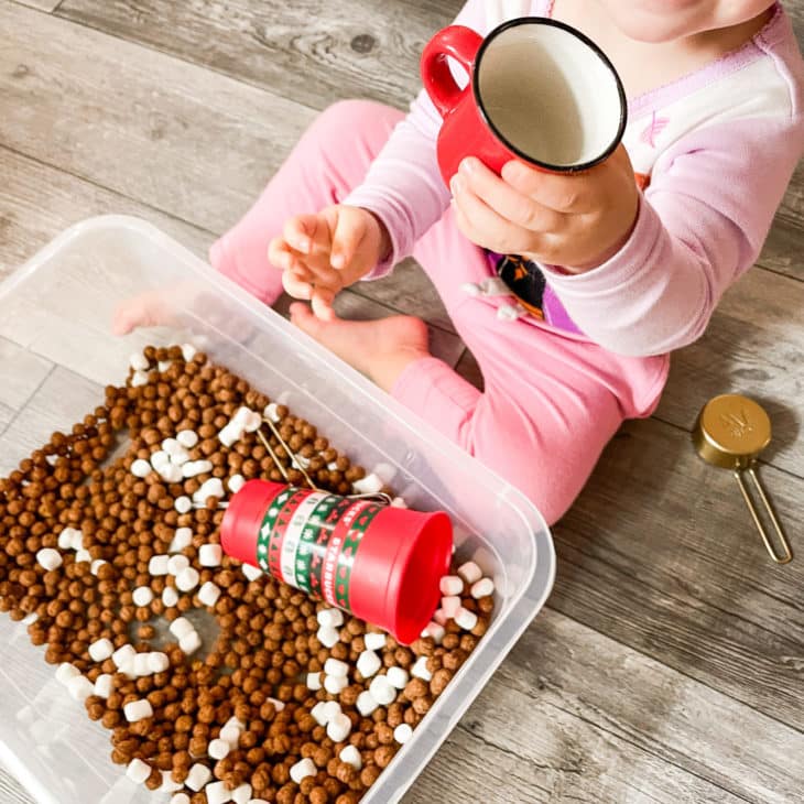 Hot Cocoa Sensory Bin for Todders
